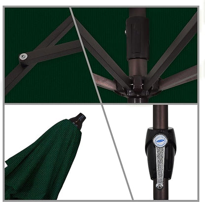 California Umbrella 7.5' Round Aluminum Outdoor Deck, Pool or Patio Umbrella, Crank Lift, Auto Tilt, Bronze Pole, Hunter Green
