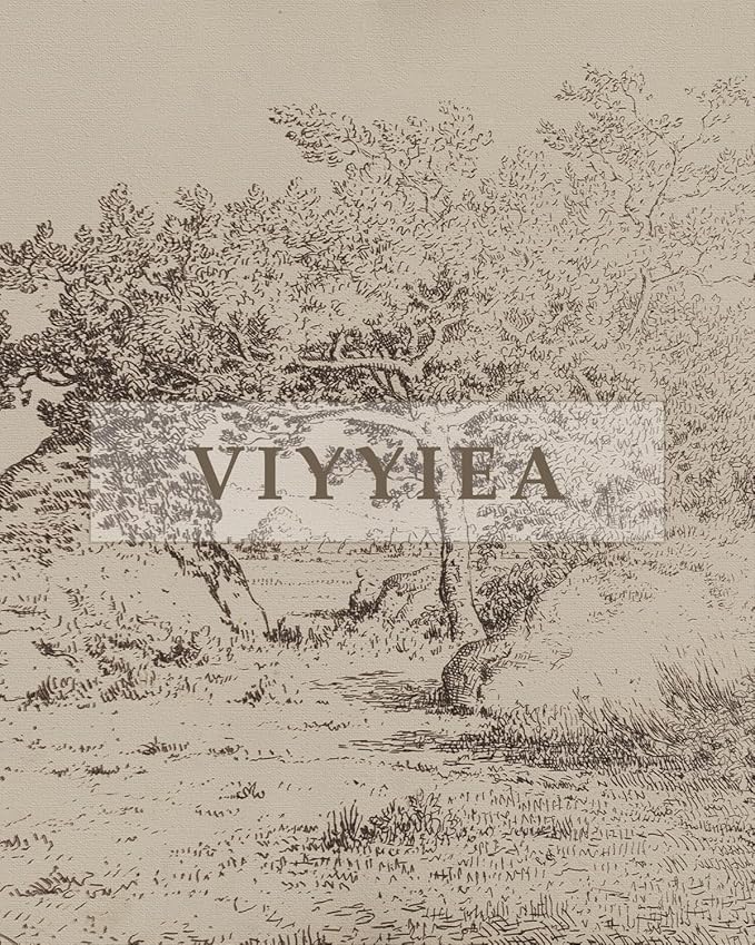VIYYIEA Extra Large Canvas Wall Art, 36x54 Inch Vintage Landscape Sketch, Neutral Antique Nature Wall Decor for Living Room or Bedroom, Above Sofa
