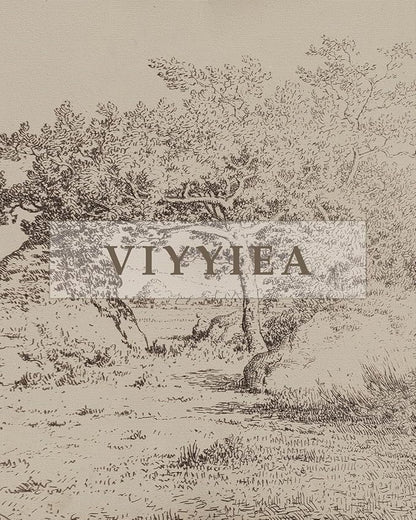 VIYYIEA Extra Large Canvas Wall Art, 36x54 Inch Vintage Landscape Sketch, Neutral Antique Nature Wall Decor for Living Room or Bedroom, Above Sofa