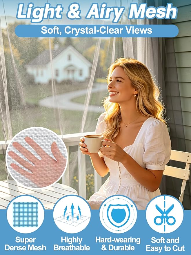 ANPHSIN 40x10ft Ultra fine Mosquito Net for Patio - Mesh Netting Screen for Outdoor Garden Porch Balcony, Protects Skin & Plants from Bugs, Birds, Gray
