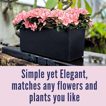LaLaGreen Wall Planters for Outdoor (14 Inch, 4 Pack) Black Self Watering System Hanging Planter Box Flower Pot, Rectangular Wall Mount Indoor Vertical Living Garden Decoration Window Sill Herb Trendy