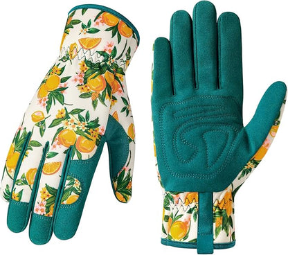 Trifabricy Gardening Gloves for Women, Breathable Leather Garden Gloves with Grip, Thorn-Proof Puncture-Resistant Work Gloves