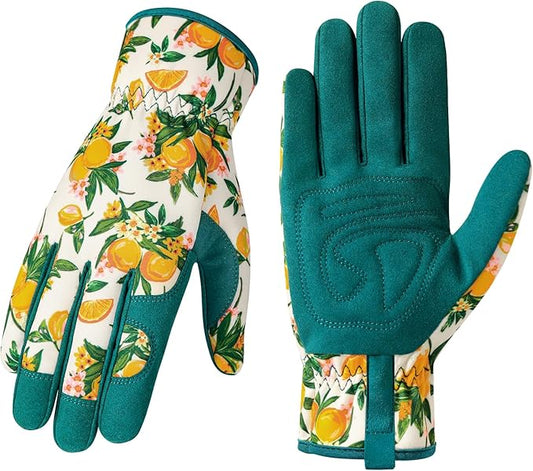 Trifabricy Gardening Gloves for Women, Breathable Leather Garden Gloves with Grip, Thorn-Proof Puncture-Resistant Work Gloves