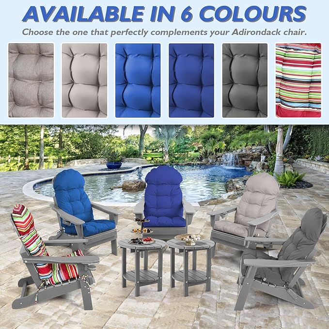 Outdoor High Back Chair Cushion,Water Resistant Tufted Adirondack Rocking Chair Cushion with Ties,Replacement Seat Cushion for Patio Furniture, 44''L x 19''W x 4''H