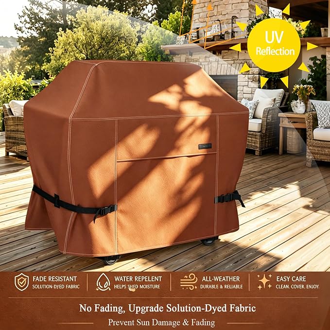NettyPro Grill Cover Heavy Duty Waterproof 72 inch, Outdoor 3-5 Burners Gas BBQ Cover for Outside Weber, Char-Broil, Brinkmann, Nexgrill Large Barbecue, Black