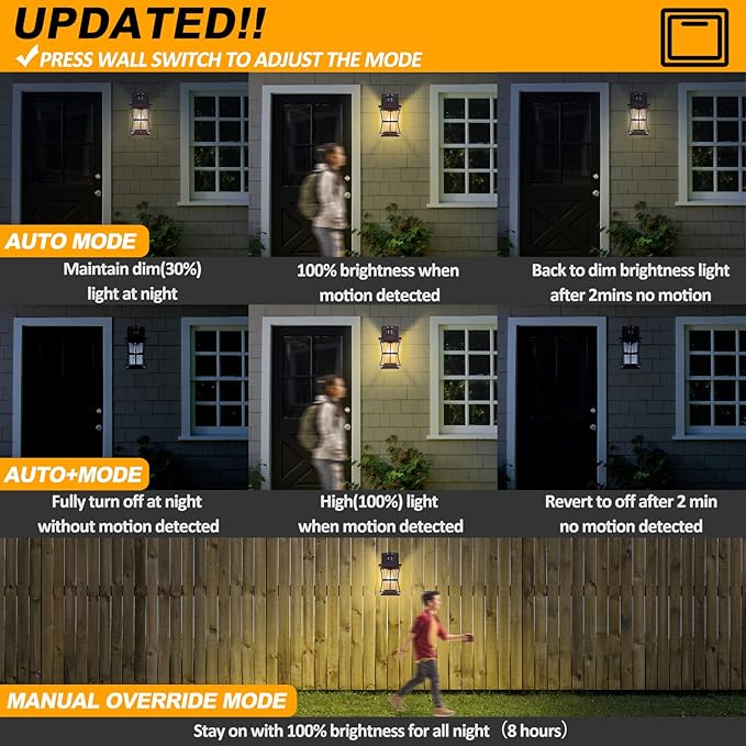 Motion Sensor Outdoor Lights - Oil Rubbed Bronze Dusk to Dawn Outdoor Lighting, Advanced Exterior Light Fixtures Wall Sconce, Waterproof Porch Light Wall Mount for Front Garage, Entryway Anti-Rust