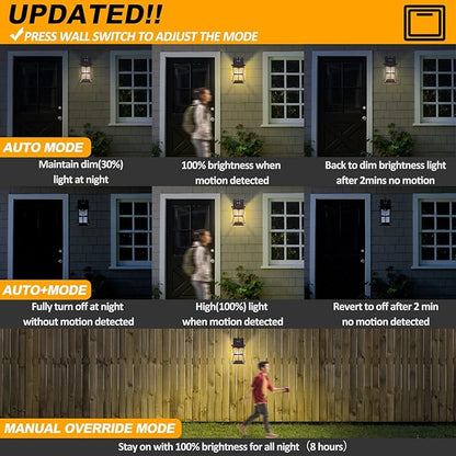Motion Sensor Outdoor Lights - Oil Rubbed Bronze Dusk to Dawn Outdoor Lighting, Advanced Exterior Light Fixtures Wall Sconce, Waterproof Porch Light Wall Mount for Front Garage, Entryway Anti-Rust
