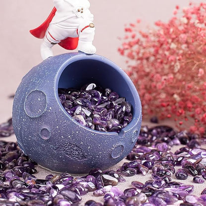 Polished Amethyst Crystal Chips 200 Pcs - 0.3" 10 oz Tumbled Stone Chips Crushed Sea Glass Stones Healing Reiki Crystal Making Home Decoration