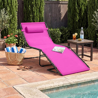 Best Choice Products Extra Wide Patio Chaise Lounge Chair, Portable Outdoor Folding Recliner for Lawn, w/ 8 Positions, Handles, 440lb Capacity - Hot Pink