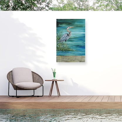 Outdoor Canvas Art - Jean Plout 'Great Blue Heron' Wall Art for Outdoor Spaces, Patios, or Gardens by Trademark Fine Art