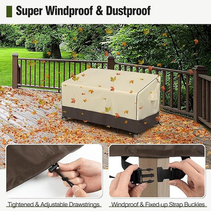 MR.COVER Outdoor Couch Cover Waterproof, Patio Furniture Covers for 2-Seater Couch, Heavy Duty Patio Couch Sofa Covers, Fits up to 58" W x 32" D x 31" H, Moisture-Proof & UV-Protection, Brown & Khaki