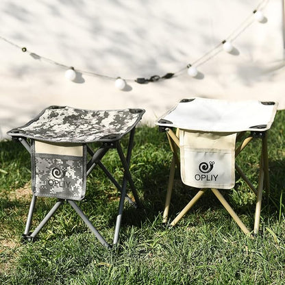 Opliy Camping Stool 2 Pack,13.5 Inch Portable Folding Stool for Outdoor Gardening and Beach Hiking Fishing,Foot Stool with Carry Bag (Camouflage)