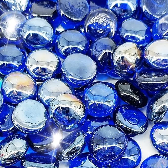 10 Pound 1/2 Inch Fire Glass Beads for Natural or Propane Fire Pit Fireplace and Landscaping, 10 Pounds Cobalt Blue