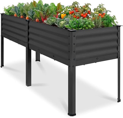 Best Choice Products 72x24x30in Non Toxic Galvanized Raised Garden Bed, Metal Elevated Planter Box, Vegetable Garden, 100% Non Toxic Materials - Charcoal