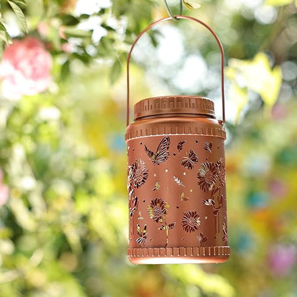 Cooo 2 Pack Solar Lanterns Outdoor Waterproof Sunflower Solar Pathway Lights Landscape Path Lights Christmas Lights Gifts for Women Mom Grandma for Garden Yard Patio Backyard Porch Decor- Rose Gold