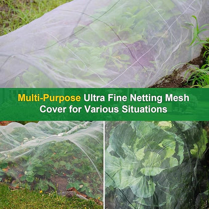 NONMON Garden Netting 10 x 50FT Ultra Fine Plant Mesh Netting Covers, Insect Garden Netting Pest Barrier for Raised Beds, Mosquito Netting for Blueberry Shrubs Vegetables Fruits Crops