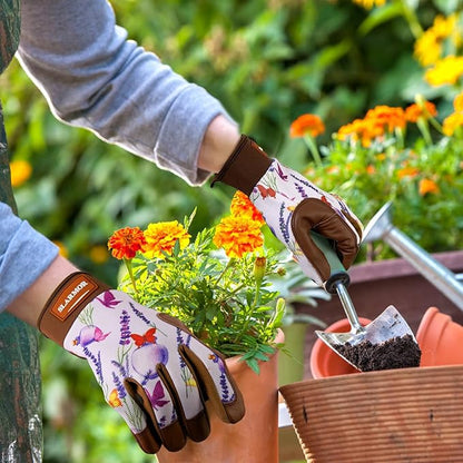 Leather-Gardening-Gloves for Women,Thorn-Proof Work-Gloves for Weeding,Digging,Planting,Pruning Yard garden Gloves