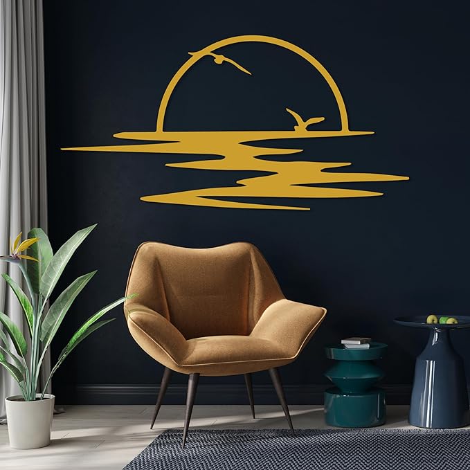 Sunrise Metal Wall Art, Sunset Metal Wall Decor for Living Room, Sunshine Line Art Home Decor Outdoor Indoor, Sun Design Modern Artwork for Walls, Abstract Sunset Wall Decor, Housewarming Gifts