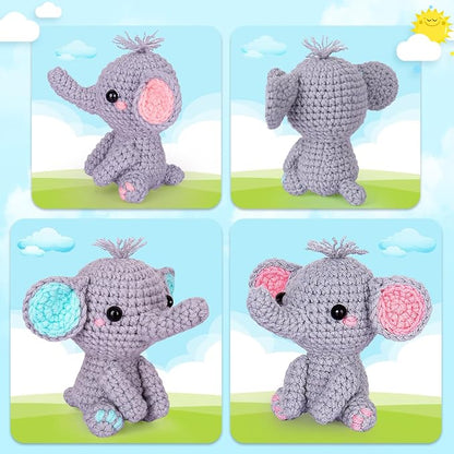 Crochet Kit for Beginner, Upgraded Easy Yarn Crochet Starter Kit w Step-by-Step Video Tutorials, Beginner Crochet Kit for Adults & Kids, Men & Women, Complete Kit Included, 3Pack Whale Family