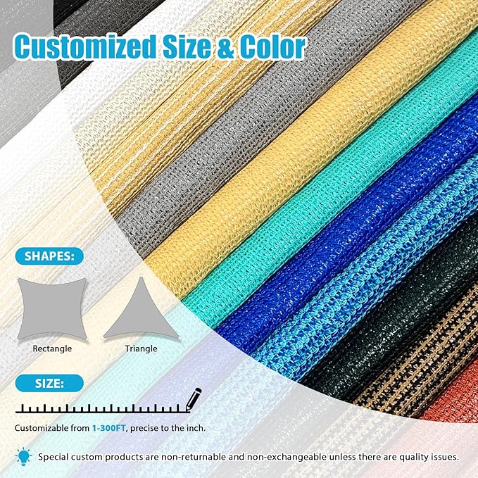 Amagenix Sun Shade Sail 16'X16'X22.6' Curved Edge Outdoor Shade Canopy Beige Breathable 95% UV Block Shade Cloth for Patio Garden Backyard (We Make Custom Size)