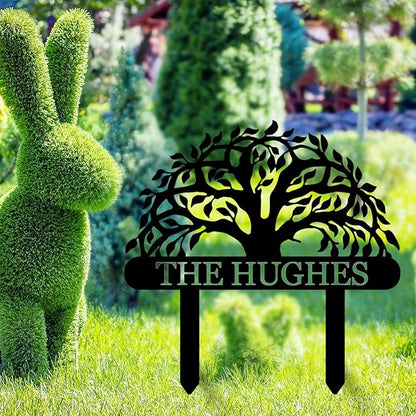 Personalized Custom Tree of Life Metal Family Name Sign - Outdoor Yard Decor, Garden Art Gift