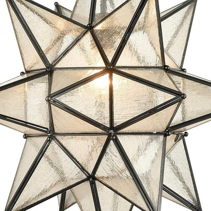 DIRYZON EUL 20 Inch Modern Moravian Star Pendant Lighting Seeded Glass Light on Chain