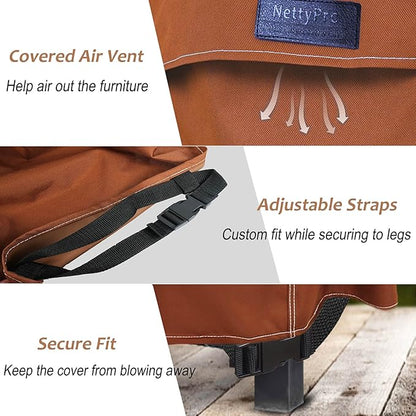 NettyPro Patio Chair Covers Waterproof for Outdoor Furniture 2 Pack, Lawn Lounge Deep Seat Dining Chair Covers Small, 28W x 30D x 28H inches, Brown