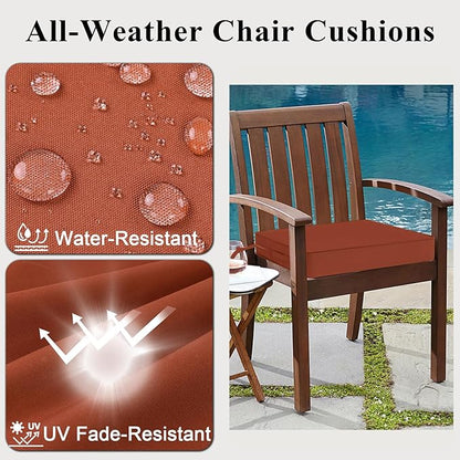 Outdoor Chair Cushions 22x22x4 Inch, Waterproof Spice Patio Furniture Cushions Set of 2 with Ties & Handle, 3 Year Color Fastness Square Replacement Seat Cushions for Sofa, Couch
