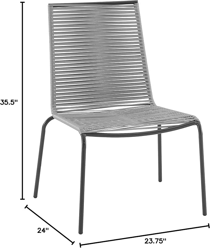 Crosley Furniture Fenton 2-Piece Stackable Outdoor Chair Set, Wicker Patio Chairs for Dining, Conversation, Matte Black/Gray