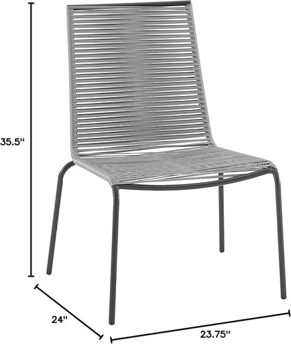 Crosley Furniture Fenton 2-Piece Stackable Outdoor Chair Set, Wicker Patio Chairs for Dining, Conversation, Matte Black/Gray
