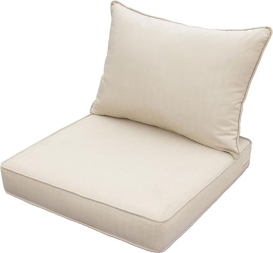 Generic Outdoor Patio Furniture Replacement Cushions,24X24X5 Inch Deep Seat Chair Seat Back Cushion Set,All Weather Breathable Sectional Cushions for Patio Furniture Couch Loveseat,Beige Sand