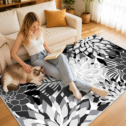 ZonLi Colorful Outdoor Rug 9x12Ft Waterproof Multicolored Indoor Area Rug Washable Outdoor Patio Rugs Tropical Floral Non Slip Outdoor Carpet for Living Room, Pool,Backyard,Deck,Camping