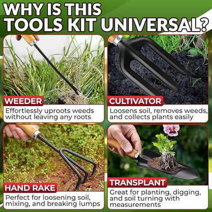 10 Pcs Gardening Tools for Women – Ergonomic Lightweight Metal Garden Tools Set with Convenient Organizer Handbag – Easy Handling for Outdoor Plant Care | Gardening Gifts for Women for Home Use