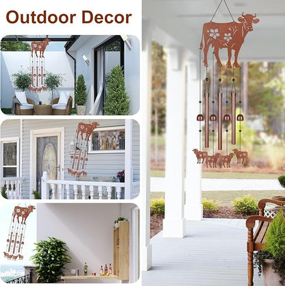 Metals Cow Wind Chimes for Outside to Create a Zen Atmosphere Suitable for Outdoor Garden Patio Home Decor,Melodious Melodic Tones Wind Chimes Suitable as A Birthday Gift for Women Mom