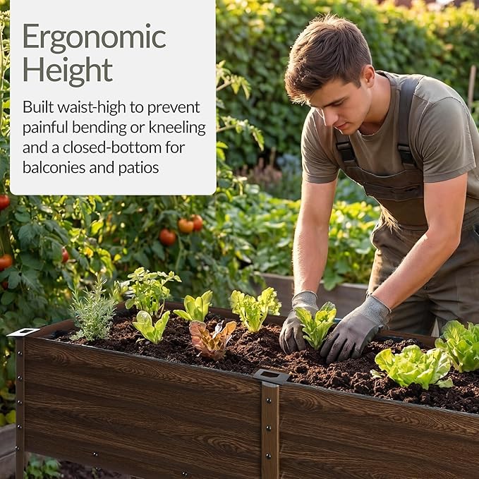 Best Choice Products 72x24x30in Non Toxic Galvanized Raised Garden Bed, Metal Elevated Planter Box, Vegetable Garden, 100% Non Toxic Materials - Dark Brown Wood Grain