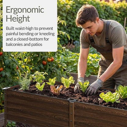 Best Choice Products 72x24x30in Non Toxic Galvanized Raised Garden Bed, Metal Elevated Planter Box, Vegetable Garden, 100% Non Toxic Materials - Dark Brown Wood Grain