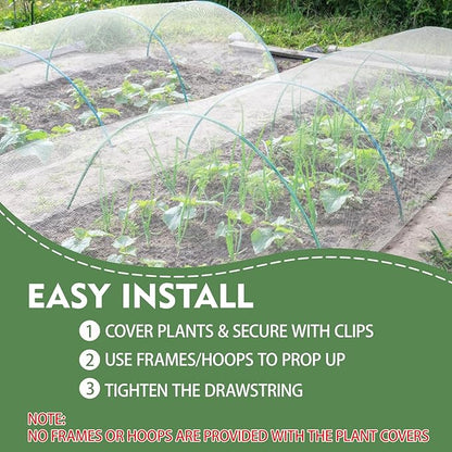 2 Pack Garden Netting for Raised Beds, Rectangular Raised Garden Bed Cover, HDPE Mesh Plant Cover with Drawstring, Protect Vegetables Fruits Strawberries, 55.1×27.6×27.6in