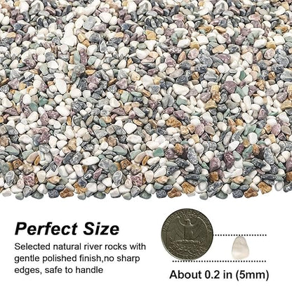 River Rocks,Landscaping Pebbles,Decorative Ornamental Pebbles,Garden Landscaping Stones,Gravel Filler for Home Decoration Flower Bed Fish Tank Plants Vases Succulents (Natural, 10 Pounds)