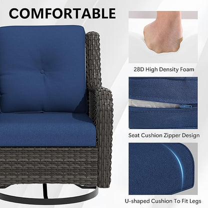 Outdoor Chair Cushions Set for Patio Furniture, 22x25/22x24 Inch, Waterproof & Fade Resistant Patio Chair Cushions, Thick Patio Furniture Cushion for Chair, Sofa, and Couch (Blue, 2 Set)