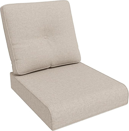 Outdoor Chair Cushions Set for Patio Furniture, 22x25/22x24 Inch, Waterproof & Fade Resistant Patio Chair Cushions, Thick Patio Furniture Cushion for Chair, Sofa, and Couch (Beige, 1 Set)