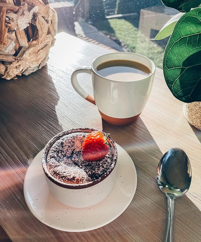 Mora Ceramic Ramekins - 6oz, Set of 6 - Small Oven Safe Baking Dishes/Cups - For Personal Pudding, Creme Brulee, Souffle, Serving Dip, Custard, Ice Cream - Single Mini Bowls - Vanilla White