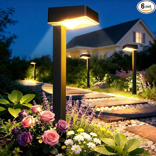 ELECLINK Solar Pathway Lights Outdoor, 6 Pack Garden Lights Solar Powered Path Lights with Bigger LED Lens, 2 Light Modes Waterproof Outdoor Solar Light for Yard Driveway Walkway Landscape Patio Lawn