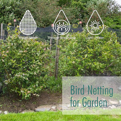 Bird Netting for Garden, Fetanten 28 x 30 FT Netting for Garden Protection Vegetables Fruit Trees Blueberry from Birds Deer Poultry, Heavy Duty Woven Mesh Net Animal Fencing with Ties and Staples