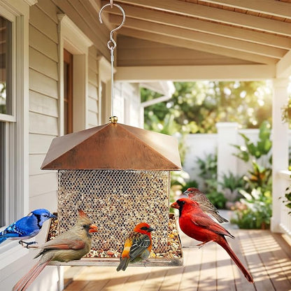 Bird Feeder, Heavy Duty Metal Bird Feeders for Outdoor Hanging, 9LB Extra Large Capacity Wild Birdfeeder for Garden Yard Outside Backyard