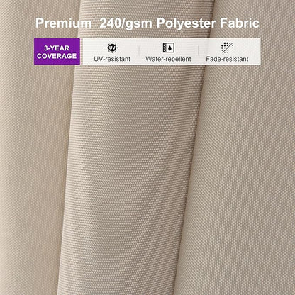 PURPLE LEAF 10' × 10' Patio Cantilever Umbrella Outdoor Square Adjustable Offset Umbrellas with 360-degree Rotation and 8 Heavy Duty Metal Ribs for Garden Deck Pool Beige