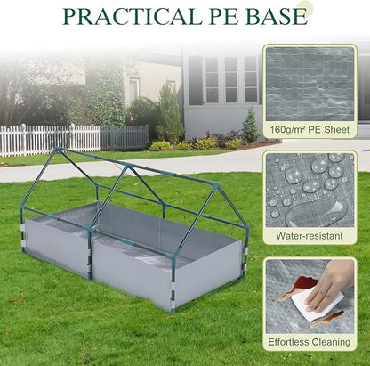 BPS 6x3x3 FT Raised Garden Bed with Green PE Cover, Portable Mini Greenhouse with 2 Zipper Windows for Patio, Garden, Yard