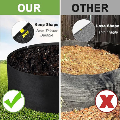 50 Gallon Large Grow Bag, Heavy Duty Fabric Round Raised Garden Bed Planter Pots for Planting Herb Flower Vegetable Potato Plants (36" D x 12" H, Black)