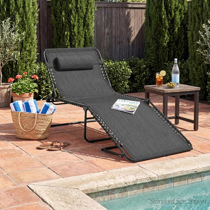Best Choice Products Extra Wide Patio Chaise Lounge Chair, Portable Outdoor Folding Recliner for Lawn, w/ 8 Positions, Handles, 440lb Capacity - Gray