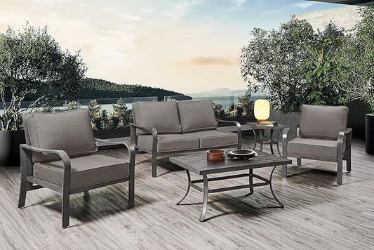 ARTPLAN Olefin 24x24 Deep Seat Patio Cushions for Outdoor Furniture,Extra 6 inch Thick,Back 18"x24",Removable,Replacement,Solid/Floral,Outdoor/Indoor,Grey