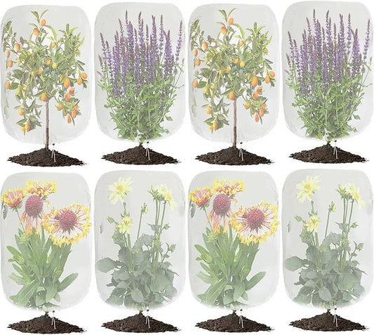 8 Pack Garden Plant Netting, 3.3Ft x 2.7Ft Garden Netting Pest Barrier Mesh Covers Bags with Drawstring Insect Bird Cover Netting Plant Protection Covers for Vegetables Bushes Fruits Tree
